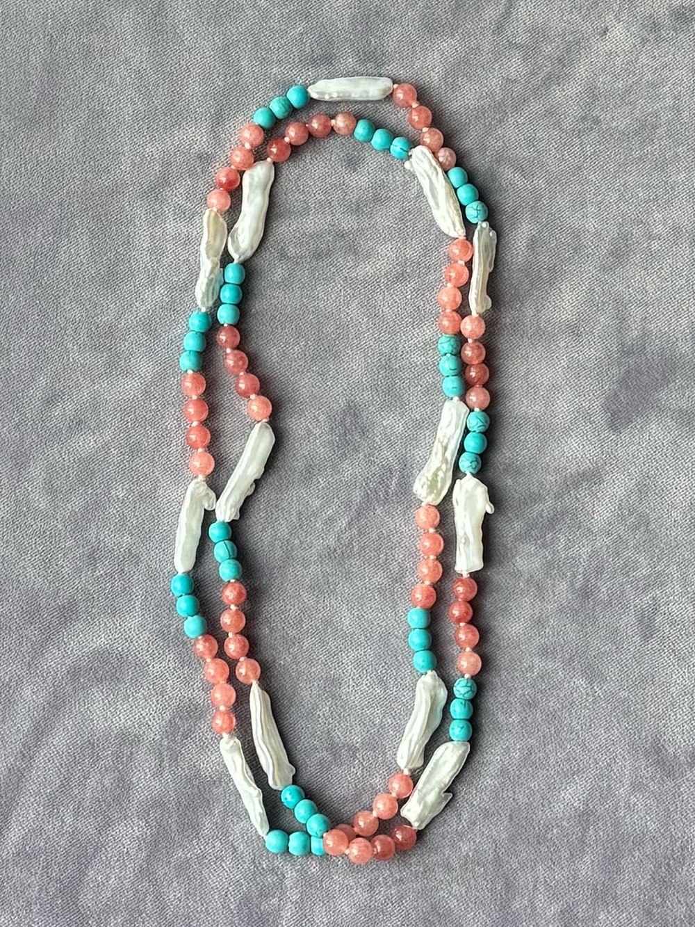 NWOT Polo Ralph Lauren Pearl, Turquoise, and Pink Quartz Necklace
